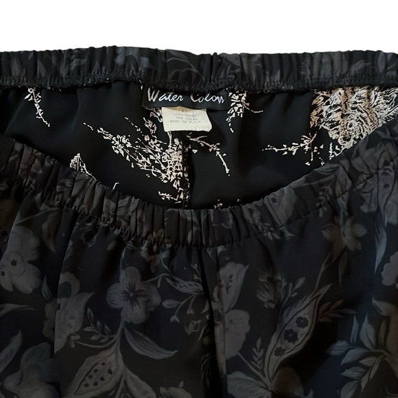 Water Colors Black Floral A-Line/ Maxi Double Layer Skirt Size Medium - Picture 7 of 7